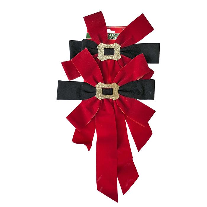 93-2418 SANTA BOWS MEDIUM SIZE SET=2PCS χονδρική, Christmas Items χονδρική