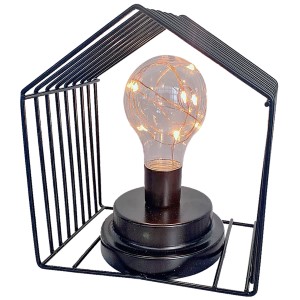 12-1890 ΦΑΝΑΡΙ ΜΕΤΑΛΛΙΚΟ ΣΠΙΤΙ ΜΕ ΛΑΜΠΑ 8LED 17x15x10cm χονδρική, Δώρα χονδρική