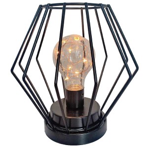 12-1891 ΦΑΝΑΡΙ ΜΕΤΑΛΛΙΚΟ ΡΟΜΒΟΣ ΜΕ ΛΑΜΠΑ 8LED 17x17x17cm χονδρική, Δώρα χονδρική