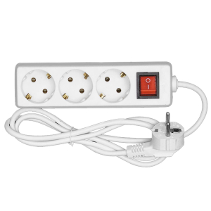 12-382 Πολύπριζο 3 Θέσεων με Κουμπί 3x1.5mm2 χονδρική, Ψιλικά χονδρική