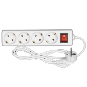 12-383 Πολύπριζο 4 Θέσεων me Κουμπί 3x1.5mm2 χονδρική, Ψιλικά χονδρική