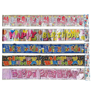 17-6 Happy Birthday Μεταλλιζέ 180x12cm χονδρική, Ψιλικά χονδρική
