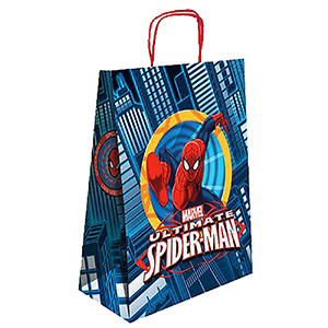 19-370 Τσάντα Δώρου Χάρτινη Spiderman με Κίτρινο Κύκλο (40cm) 40x32x14cm χονδρική, Ψιλικά χονδρική