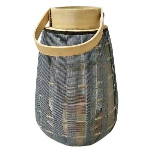 22-2933 ΦΑΝΑΡΙ ΞΥΛΙΝΟ ΜΕ ΓΚΡΙ ΓΑΖΑ 30x19cm χονδρική, Δώρα χονδρική