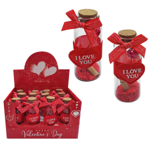 22-3006 Μπουκαλάκι Love Γυάλινο με Φελλό 8x2,5cm χονδρική, Βαλεντίνου χονδρική