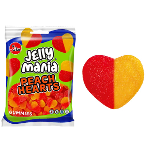 24-163 Ζελίνια Sugared Peach Hearts Σακ=100g χονδρική, Τρόφιμα χονδρική