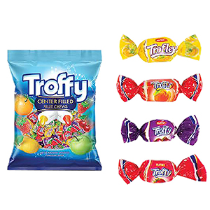 24-7 ΚΑΡΑΜΕΛΕΣ ΜΑΛΑΚΕΣ ΦΡΟΥΤΩΝ TROFFY ΣΑΚ=400g χονδρική, Τρόφιμα χονδρική