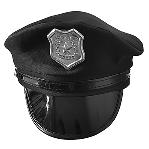 3-1028 Καπέλο Αστυνομικού Δερματίνη Φ=22cm χονδρική, Αποκριάτικα χονδρική