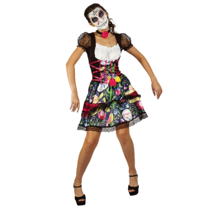 3-2086 Στολή Γυναικεία day of the Dead  χονδρική, Αποκριάτικα χονδρική