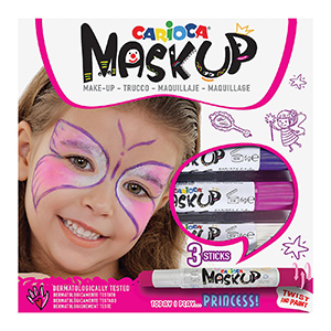 3-2168 Βαφές Προσώπου 3τεμ Carioca Maskup (Μωβ-Ροζ-Λευκό)  χονδρική, Αποκριάτικα χονδρική