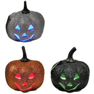3-2333 ΚΟΛΟΚΥΘΑ HALLOWEEN ΜΕ GLITTER & ΦΩΣ 12x12cm χονδρική, Αποκριάτικα χονδρική