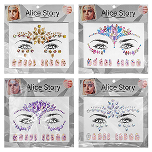3-2459 Αυτοκόλλητα Προσώπου & Νυχιών Face Gems 17x17cm χονδρική, Αποκριάτικα χονδρική