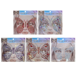 3-2465 Αυτοκόλλητα Προσώπου Πεταλούδα Face Gems 17x17cm χονδρική, Αποκριάτικα χονδρική
