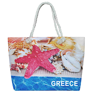 42-2742 ΤΣΑΝΤΑ ΠΑΡΑΛΙΑΣ ΜΕΓΑΛΗ GREECE ΚΟΧΥΛΙΑ 58x37x16cm χονδρική, Καλοκαιρινά χονδρική