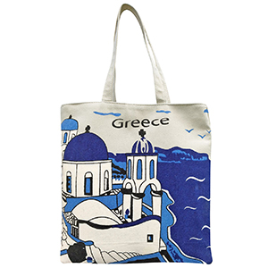 42-2948 ΤΣΑΝΤΑ ΒΑΜΒΑΚΕΡΗ ΤΟΥΡΙΣΤΙΚΗ GREEK ISLAND 40x40x10cm χονδρική, Καλοκαιρινά χονδρική