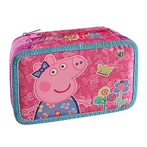 50-2807 ΚΑΣΕΤΙΝΑ ΓΕΜΑΤΗ ΤΡΙΠΛΗ PEPPA PIG 19,5x12,5x7cm χονδρική, Σχολικά χονδρική