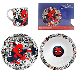 50-3294 ΣΕΤ ΦΑΓΗΤΟΥ ΚΕΡΑΜΙΚΟ SPIDERMAN (ΚΟΥΠΑ, ΜΠΩΛ, ΠΙΑΤΟ)  χονδρική, Σχολικά χονδρική