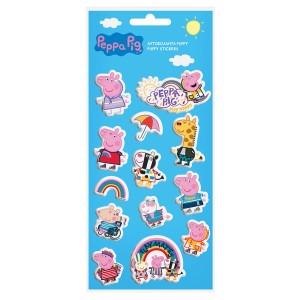 6-701 ΑΥΤΟΚΟΛΛΗΤΑ PUFFY PEPPA PIG 22x10cm χονδρική, Σχολικά χονδρική