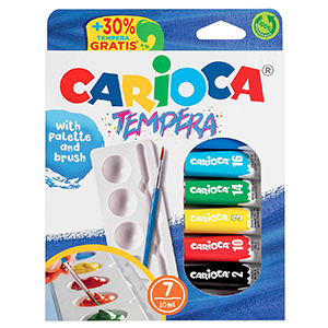 60-725 Σετ 7 Τέμπερες Παλέτα & Πινέλο Carioca 7x10mL χονδρική, Σχολικά χονδρική