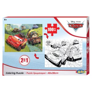 69-1703 ΠΑΖΛ ΧΡΩΜ/ΣΜΟΥ 2 ΟΨΕΩΝ,100Τ CARS 35x23x5cm χονδρική, Παιχνίδια χονδρική