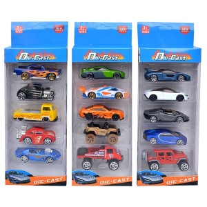71-3076 ΣΕΤ 5 ΜΕΤΑΛΛΙΚΑ ΟΧΗΜΑΤΑ FREE WHEELS 10x27x4cm χονδρική, Παιχνίδια χονδρική