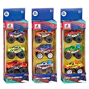 71-3342 Σετ 3 Μίνι Αγροτικά Μεγάλες Ρόδες die Cast Metal Free Wheels 9x25x6cm χονδρική, Παιχνίδια χονδρική