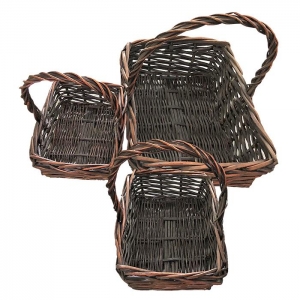 73-1645 ΚΑΛΑΘΙΑ BAMBOO ΤΕΤΡΑΓΩΝΑ ΜΕ ΧΕΡΟΥΛΙ ΣΕΤ=3ΤΕΜ 46x35x42cm, 37x26x37cm, 30x22x27cm χονδρική, Ψιλικά χονδρική