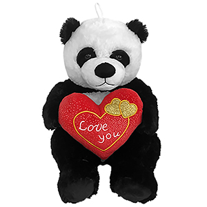 79-509 Αρκουδάκι Panda Λούτρινο με Καρδιά 28cm χονδρική, Βαλεντίνου χονδρική