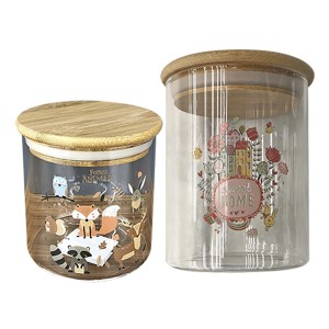 80-1916 ΒΑΖΟ ΓΥΑΛΙΝΟ BOROSILICATE ΜΕ ΞΥΛΙΝΟ ΚΑΠΑΚΙ SWEET HOME 13x10cm   700ml χονδρική, Είδη Σπιτιού χονδρική