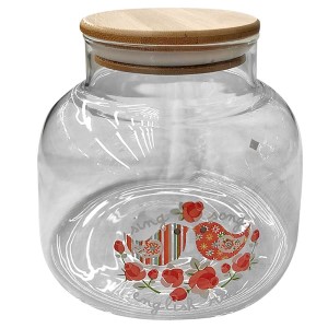 80-1947 ΒΑΖΟ Borosilicate ΜΕ ΚΑΠΑΚΙ ΑΣΦΑΛΕΙΑΣ ΞΥΛΙΝΟ ΜΕ ΣΧΕΔΙΟ 1000ml   13x12,5cm χονδρική, Είδη Σπιτιού χονδρική