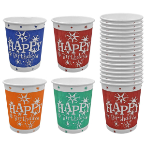 80-2058 Ποτήρι Χάρτινο Happy Birthday 50 τεμ 200mL  8x7cm χονδρική, Ψιλικά χονδρική