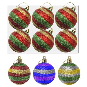 93-1182 ΜΠΑΛΑ GLITTER ΠΑΚ=6ΤΕΜ Φ6 6cm χονδρική, Χριστουγεννιάτικα χονδρική