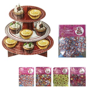 93-1376 ΒΑΣΗ ΓΙΑ CUP CAKE 3 ΕΠΙΠΕΔΑ Φ30/23/16cm χονδρική, Χριστουγεννιάτικα χονδρική