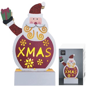 93-1662 ΑΓΙΟΣ XMAS ΞΥΛΙΝΟΣ ΜΕ LED 16x12x4cm χονδρική, Χριστουγεννιάτικα χονδρική