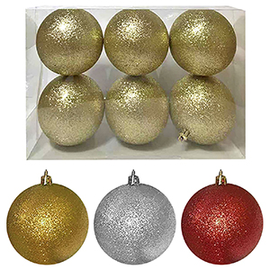 93-1695 ΜΠΑΛΑ GLITTER ΠΑΚ=6ΤΕΜ Φ7 Φ7cm χονδρική, Χριστουγεννιάτικα χονδρική