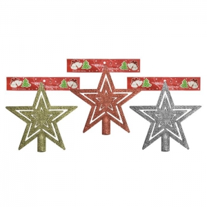 93-2314 ΚΟΡΥΦΗ ΑΣΤΡΑ ΜΕ ΣΧΕΔΙΑ GLITTER 19cm χονδρική, Χριστουγεννιάτικα χονδρική