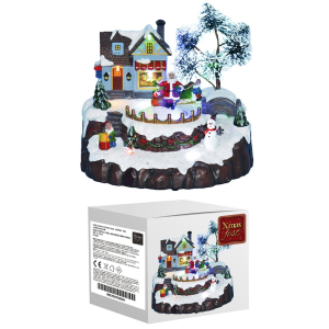 93-2367 Χωριό Xmas με Άγιο Βασίλη 20,5cm χονδρική, Χριστουγεννιάτικα χονδρική