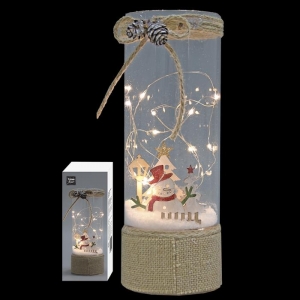 93-2520 ΒΑΖΟ ΓΥΑΛΙΝΟ XMAS ME 16 MICROLED 24x9x9cm χονδρική, Χριστουγεννιάτικα χονδρική