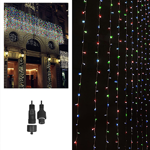93-2575 100 LED ΧΡΩΜΑΤΙΣΤΑ  ΕΞΩΤΕΡΙΚΑ ΚΟΥΡΤΙΝΑ-ΕΠΕΚΤΑΣΗ L.V.(Δεν περιέχεται ο μετασχηματιστής)  χονδρική, Χριστουγεννιάτικα χονδρική