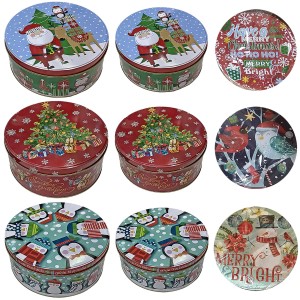 93-2598 ΚΟΥΤΙΑ ΜΕΤΑΛΛΙΚΑ  ΣΤΡΟΓΓΥΛΑ XMAS ΣΕΤ=2ΤΕΜ 17x8cm & 16x6,5cm χονδρική, Χριστουγεννιάτικα χονδρική
