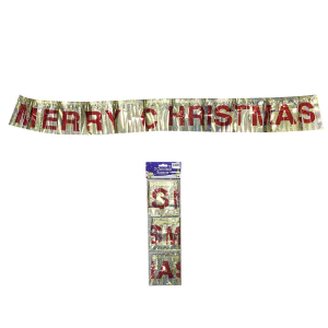 93-2607 Merry Christmas Μεταλλιζέ Διακοσμητικό 110x12cm χονδρική, Χριστουγεννιάτικα χονδρική
