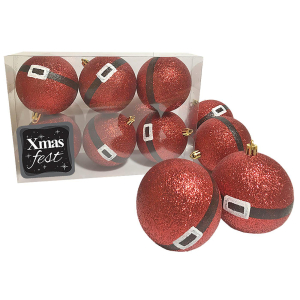 93-2755 Μπάλες Glitter Santa πακ=6τεμ φ8 Φ8cm χονδρική, Χριστουγεννιάτικα χονδρική