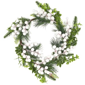 93-2838 Στεφάνι με Λευκούς Καρπούς Φ35cm χονδρική, Χριστουγεννιάτικα χονδρική