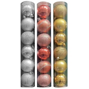 93-2856 ΜΠΑΛΕΣ GLITTER SHINY ΜΙΞ 6ΤΕΜ Φ6cm χονδρική, Χριστουγεννιάτικα χονδρική