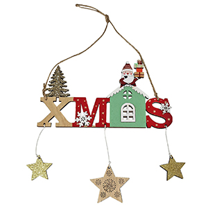 93-2925 ΚΡΕΜΑΣΤΟ ΞΥΛΙΝΟ XMAS ΜΕ ΑΣΤΕΡΙΑ 23x12cm χονδρική, Χριστουγεννιάτικα χονδρική