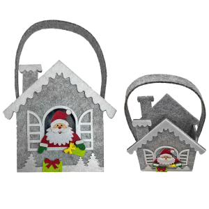 93-2977 Καλάθι Τσόχινο Σπιτάκι Xmas 20x14x6cm χονδρική, Χριστουγεννιάτικα χονδρική