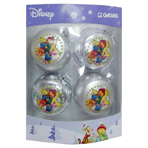 93-3073 Μπάλες Winnie the Pooh πακ=4 τεμ φ7.5cm Φ7.5cm χονδρική, Χριστουγεννιάτικα χονδρική