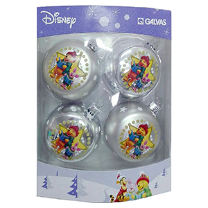 93-3073 Μπάλες Winnie the Pooh πακ=4 τεμ φ7.5cm Φ7.5cm χονδρική, Χριστουγεννιάτικα χονδρική