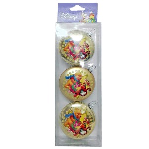 93-3077 ΜΠΑΛΕΣ FLAT WINNIE THE POOH ΧΡΥΣΕΣ ΠΑΚ=3 ΤΕΜ Φ8cm χονδρική, Χριστουγεννιάτικα χονδρική