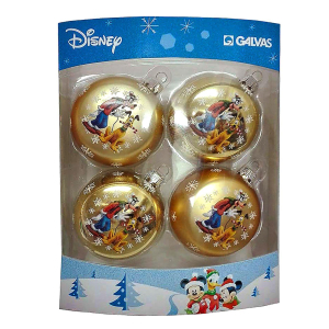 93-3079 Μπάλες Mickey & Friends πακ=4 τεμ φ7.5cm Φ7.5cm χονδρική, Χριστουγεννιάτικα χονδρική